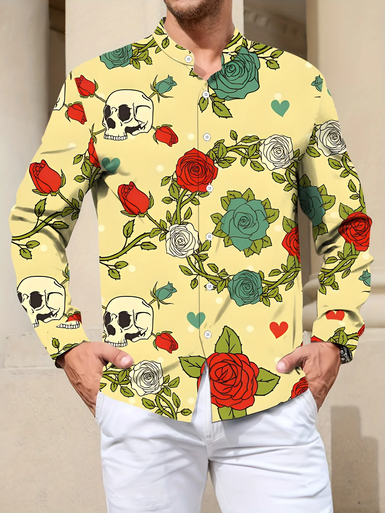Men's spring and autumn casual long sleeve shirt handsome fashion and versatile new men's top2025