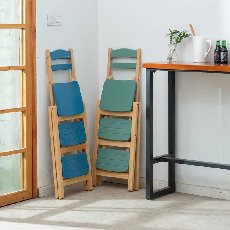 Solid wood installation-free thickened folding bar chair Modern simple high stool Home chair Multifunctional front desk high