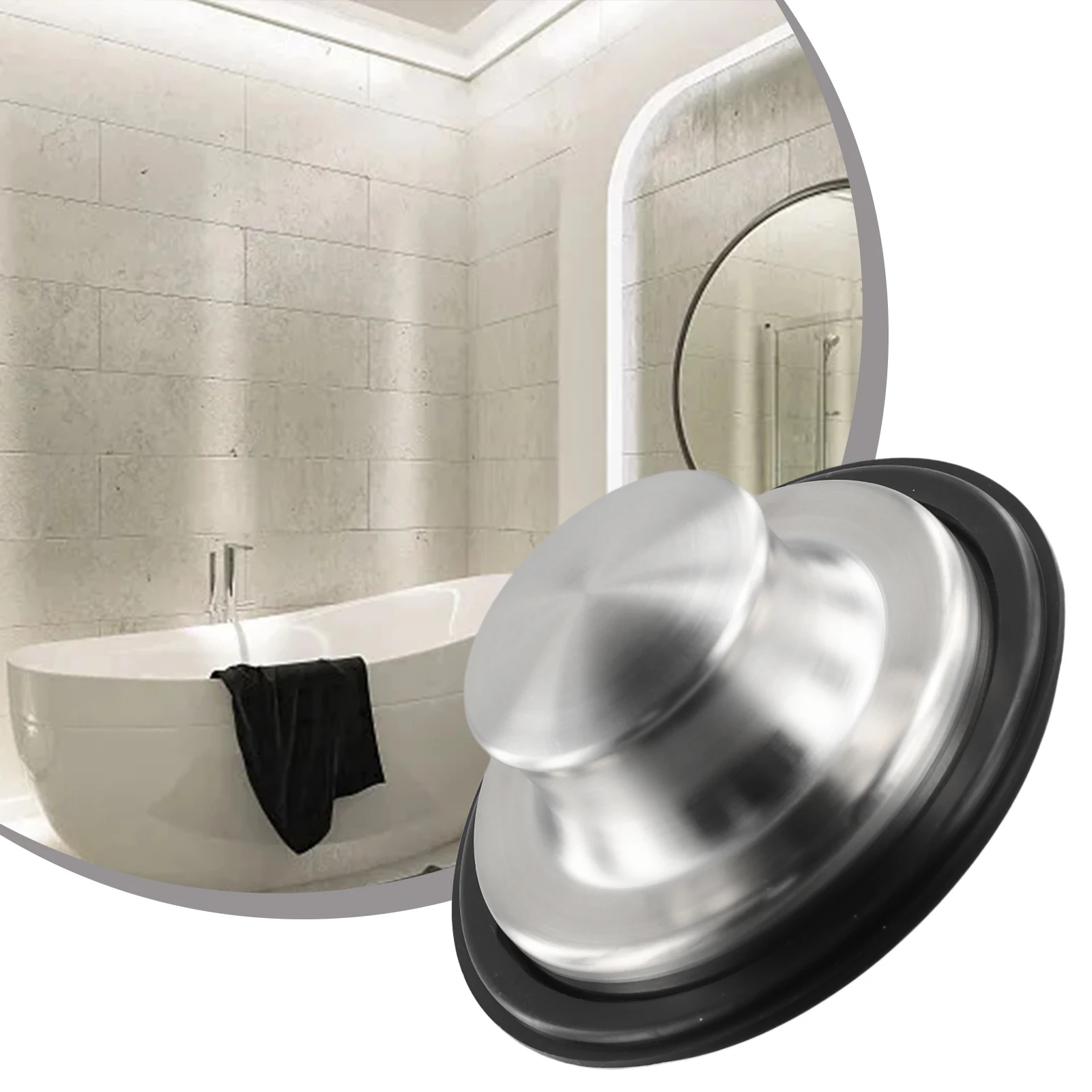 Garbage Disposal Stopper with Stainless Steel Top and Compression Rubber Base for 3.35 Inch 85mm Kitchen Sink Drain Opening
