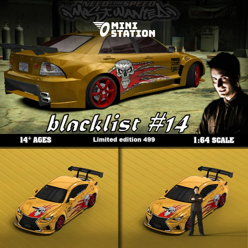 Mini Station 1:64 Need for Speed Black List NO.9 Blue white / NO.14 yellow Diecast Model Car