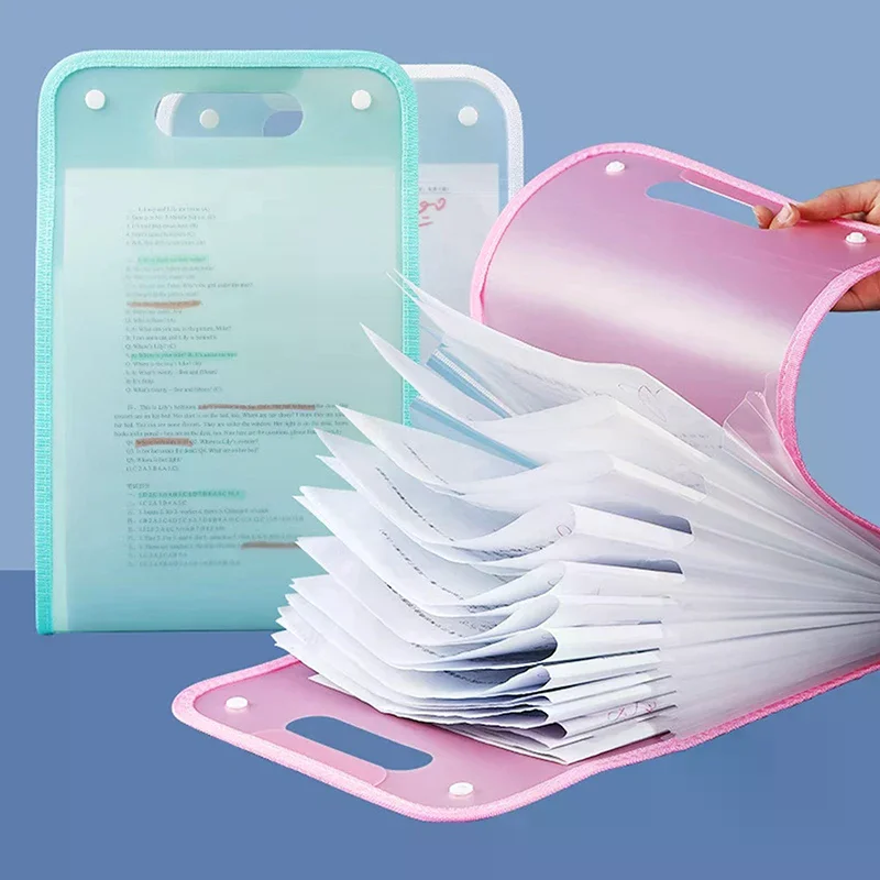 13 Pocket File Folders Portable A4 Letter Size Macaron Color Accordian Document Organizer Classroom Office Home Storage