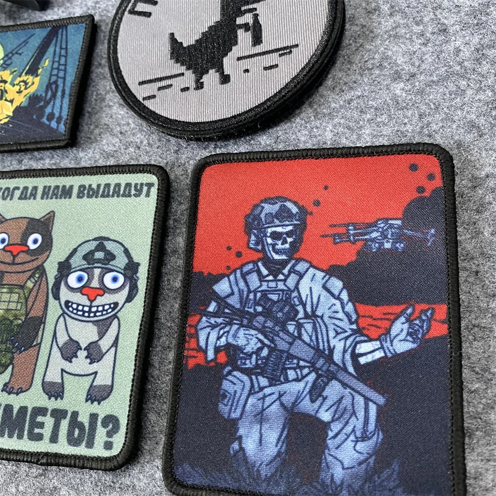 Russian Uprising Ukrainian Chevron Embroidery Patch Attackers Soldiers Drones Print Hook&Loop Tactical Morale Backpack Stickers