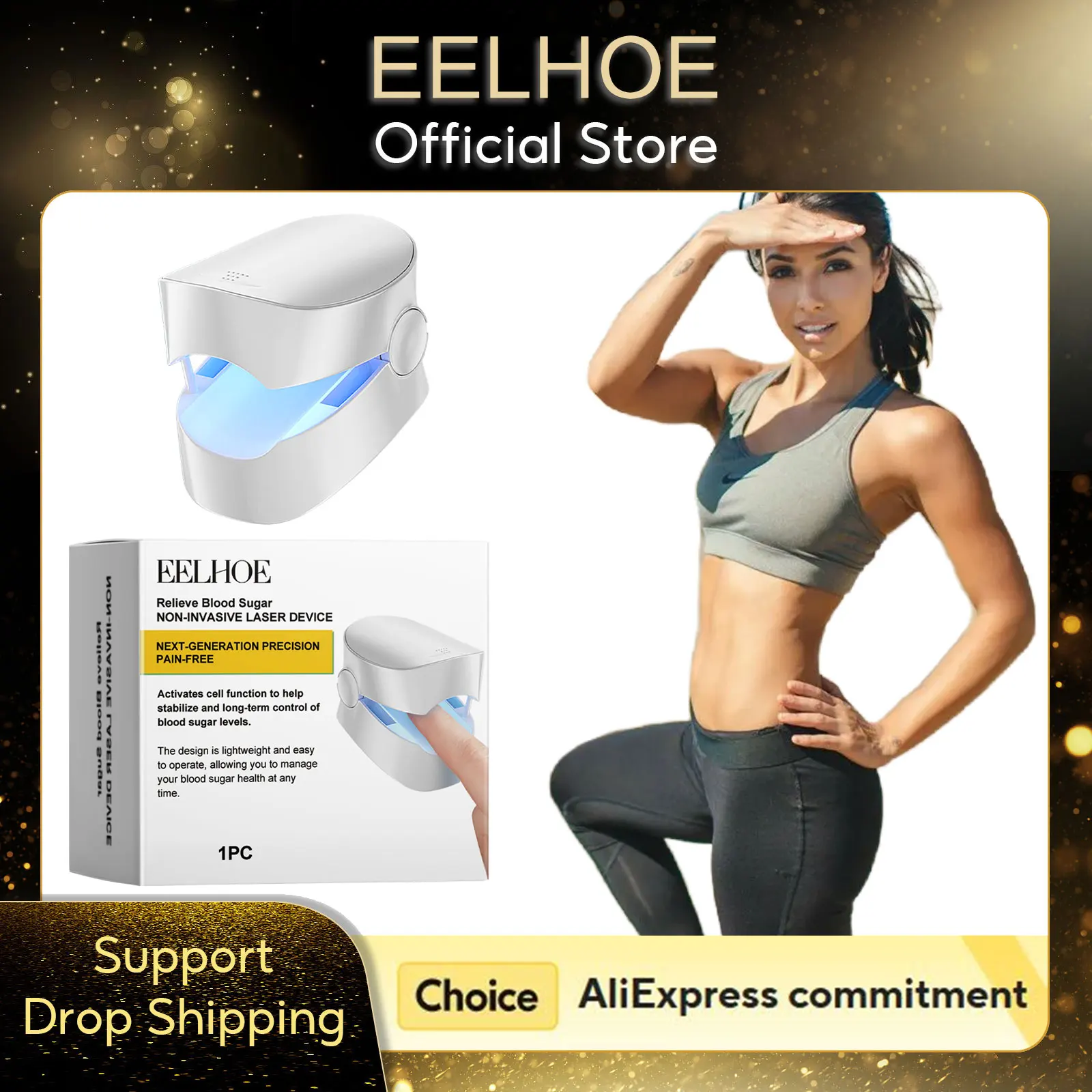 EELHOE Blood Sugar Diabetes Control Laser Device Discomfort Relief Health and Personal Care Puncture-Free Blood Glucose Meter