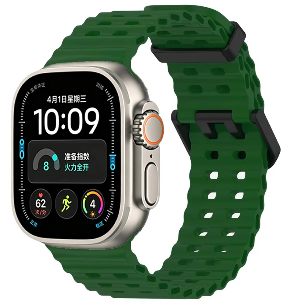 Ocean Silikonarmband für Apple Watch Band Ultra 4/3/2/1 49mm Serie 12 11 10 46mm Komfortables Armband IWatch 9 8 7 6 5 4 SE 45/44mm – Detail 8