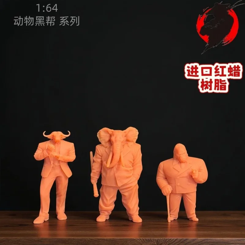 1/64 scale miniature figures - animal gangster series - resin white model kit (gk)-car model scene accessories display ornaments