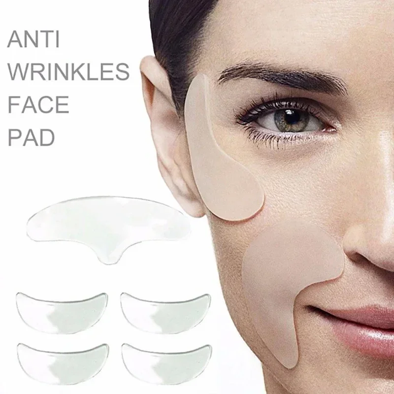 Reusable Silicone Wrinkle Removal Sticker Facial Lifting Strips Set Forehead Neck Line Remover Eye Patches Anti Aging Skin Pads