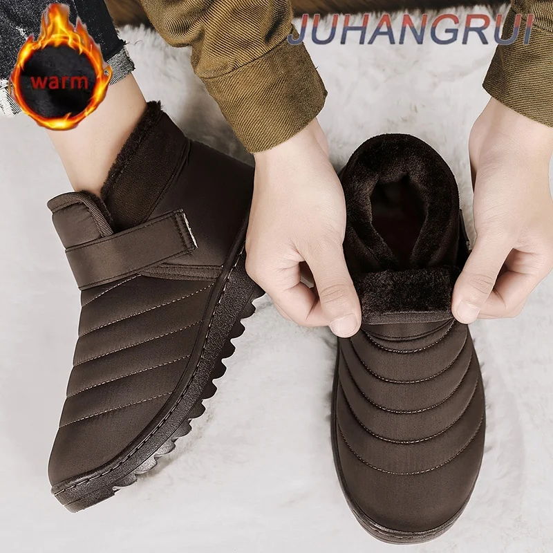 Winter Man Cotton Boots Waterproof Snow Boots Thickened Warm Plush Casual Cotton Shoes Comfortable Flat Walking Shoes Non-slip