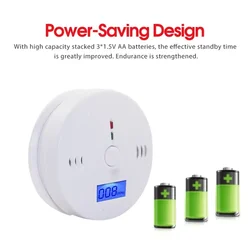 HOMEFISH Digital CO Gas Monitor Alarm Detector Audible and Visual Alarm Battery Powered Portable CO Detector for Home Warehouse