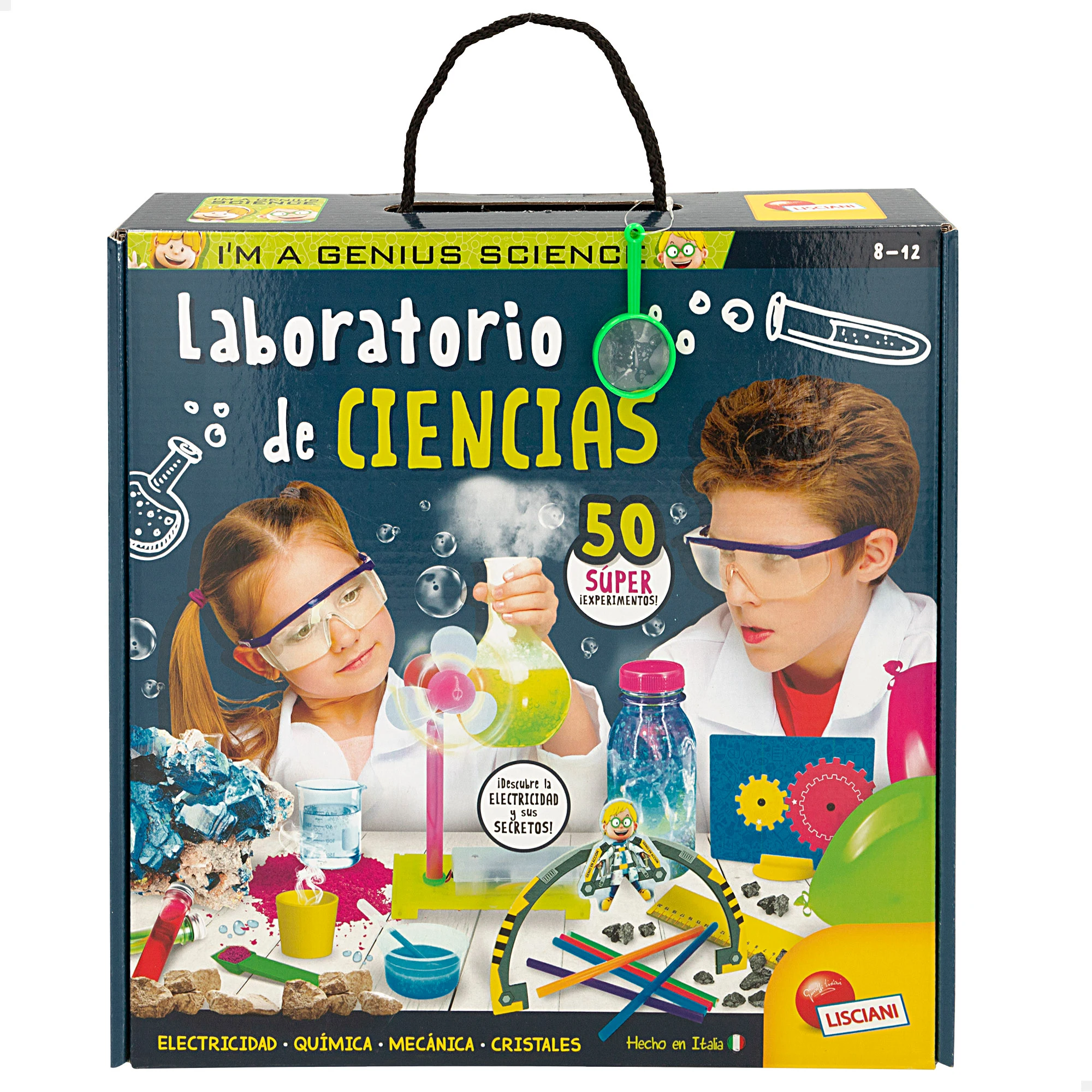 Lisciani I A Genius Science Lab 50 Experiments Science Toy for Children Science set, Chemical and Electricity Toy, Game for Boys and Girls, 8 Years