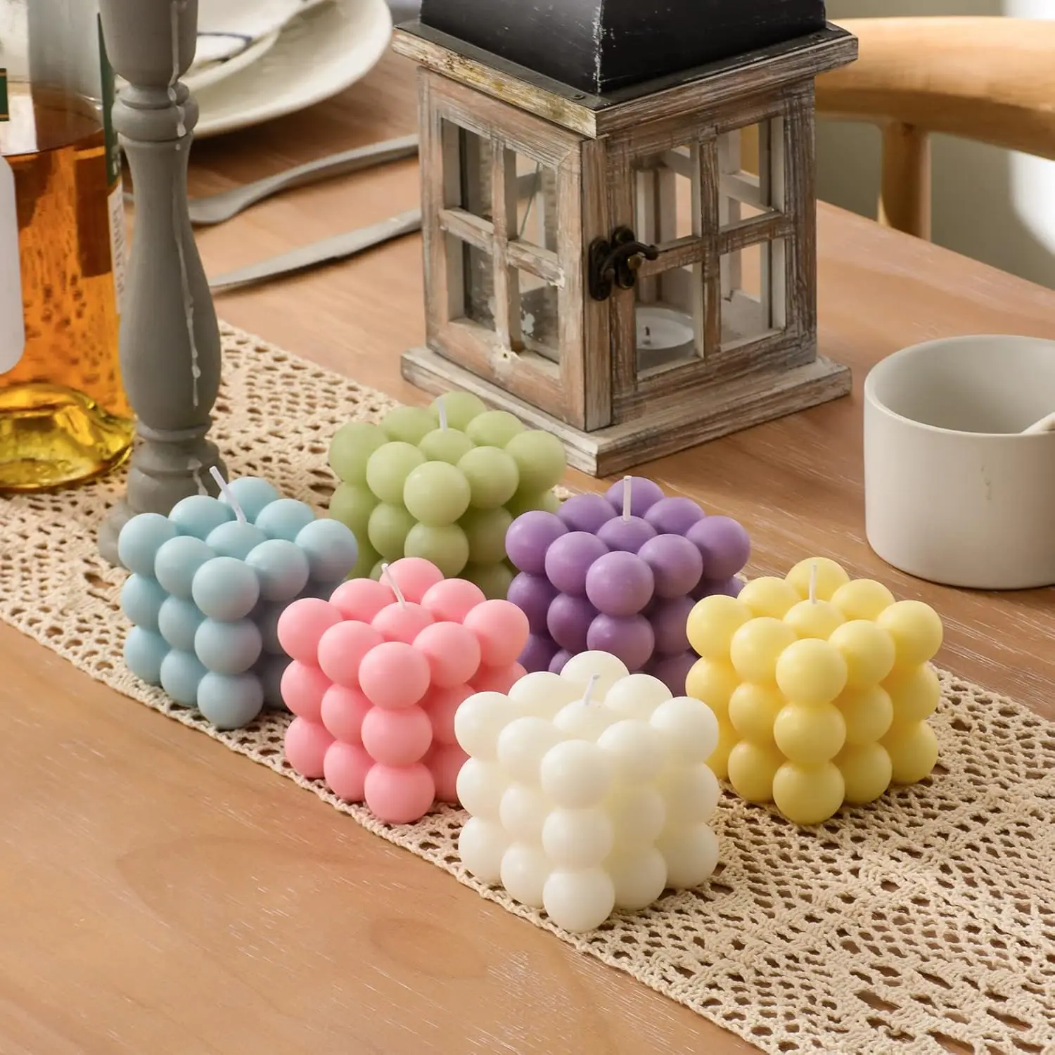 2 Pieces Bubble Aromatherapy Candle for Home Decor 3D Sphere Cube Scented Soy Wax Candles for