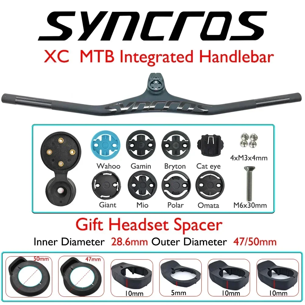 SYNCROS FRASER IC SL XC Carbon Fiber Integrated Handlebar -17°, 28.6mm Clamp/70/80/90mm Length