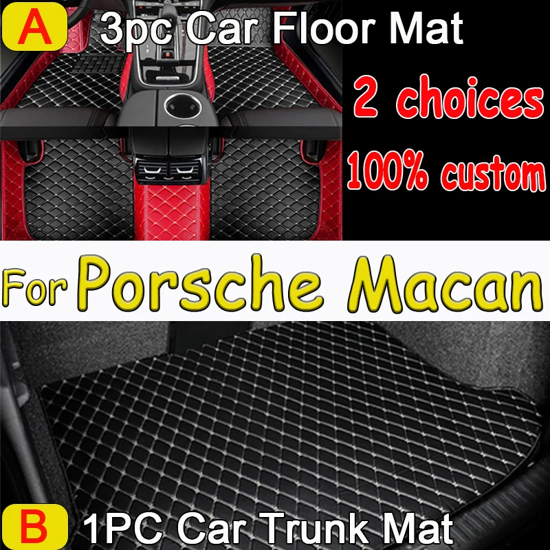 Car Floor Mats For Porsche Macan 95B 2018 2017 2016 2015 2014 Leather Car Mats Full Set Tapis Voiture Car Accessories Interior