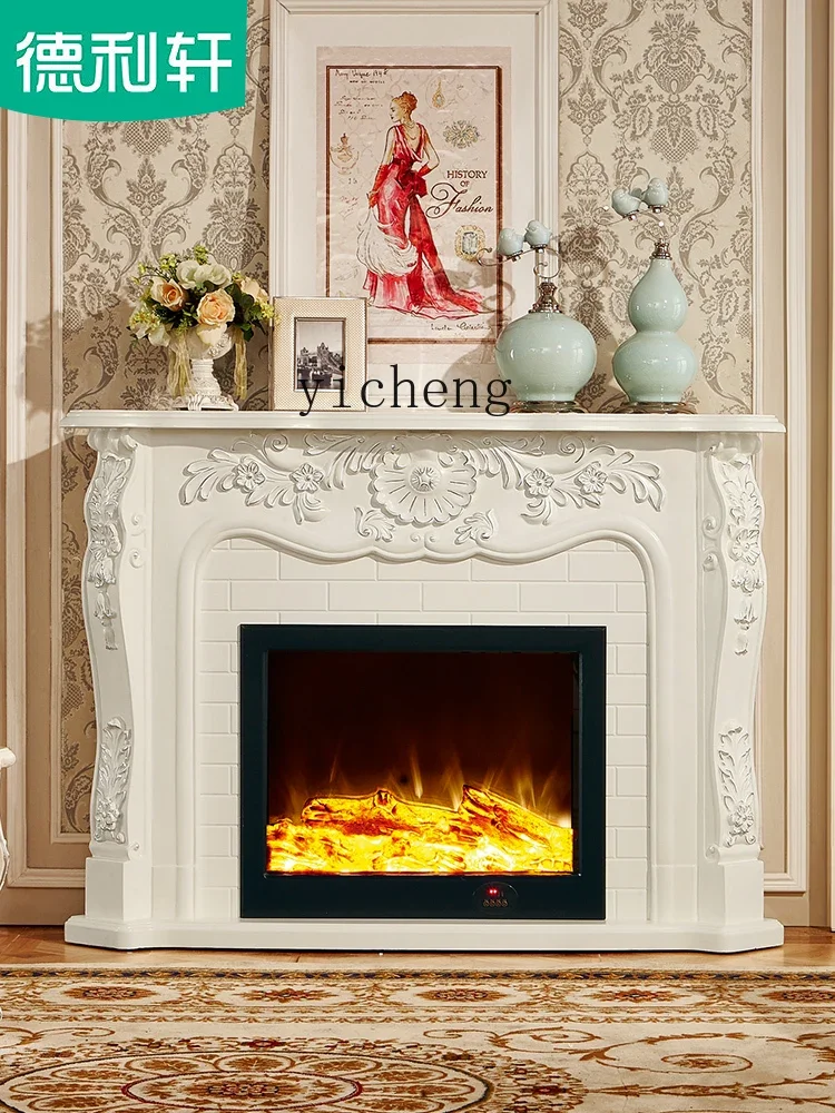 ZK European Style Fireplace Solid Wood American Fireplace Curio Cabinet Simulation Electronic Fireplace Core Home