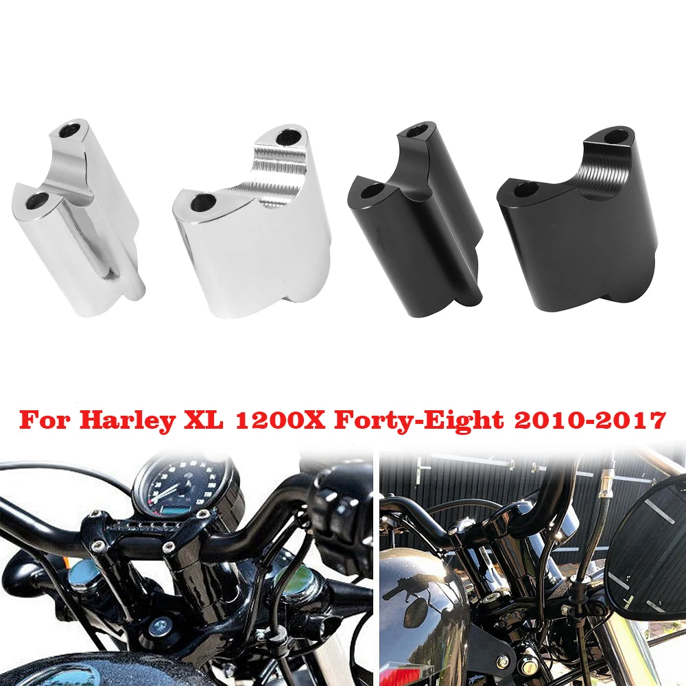 Black/ Chrome Motorcycle Handlebar Riser Bar Mount Handle Clamp Extend Adapter For Harley Sportster XL1200X 48 1200 10-17