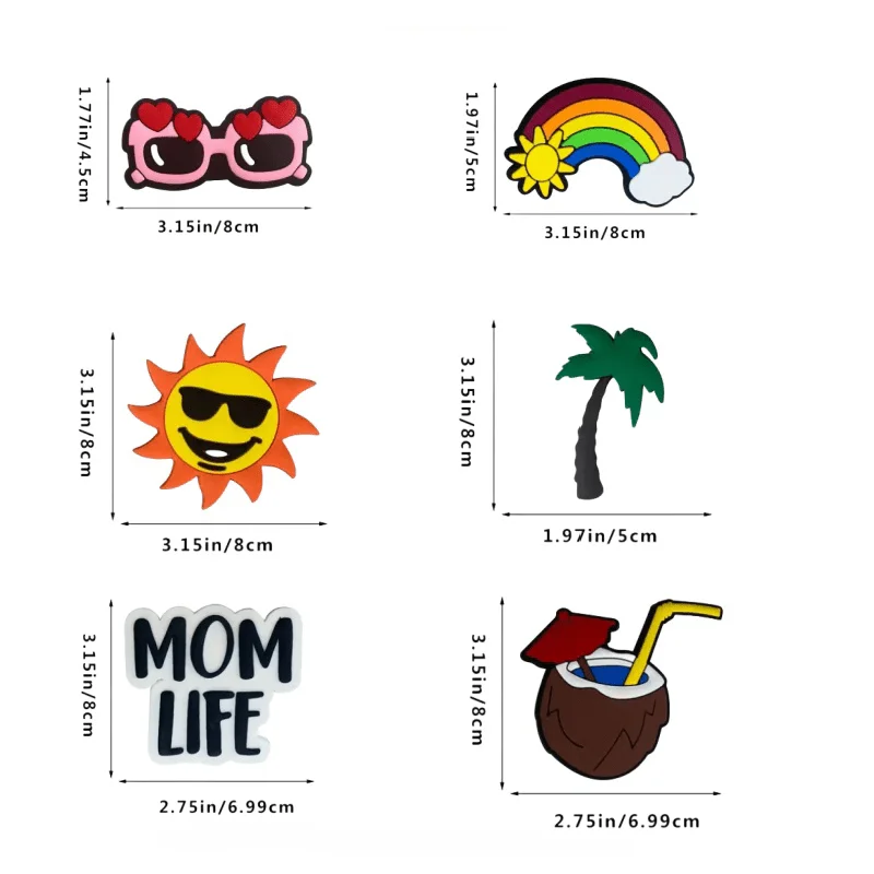 6pcs/set Cartoon Beach Bag Pendant, Cute Cartoon Beach Bag Pendant, Cartoon Charm Insert Bag, Beach Bag Lightweight Accessories