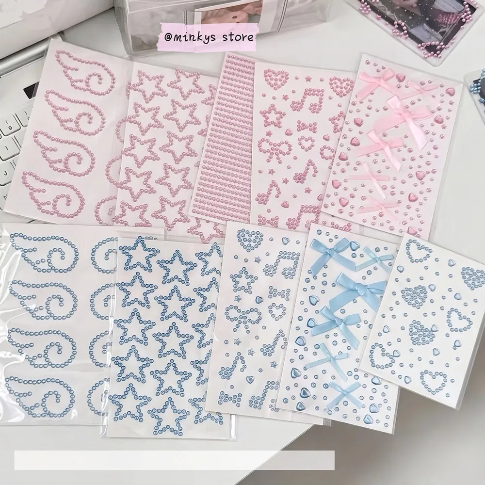 MINKYS 4pcs/5pcs Kawaii Bling Bling DIY Scrapbook Stickers Confetti Phone Camera Decoration Face Decorative Sticker