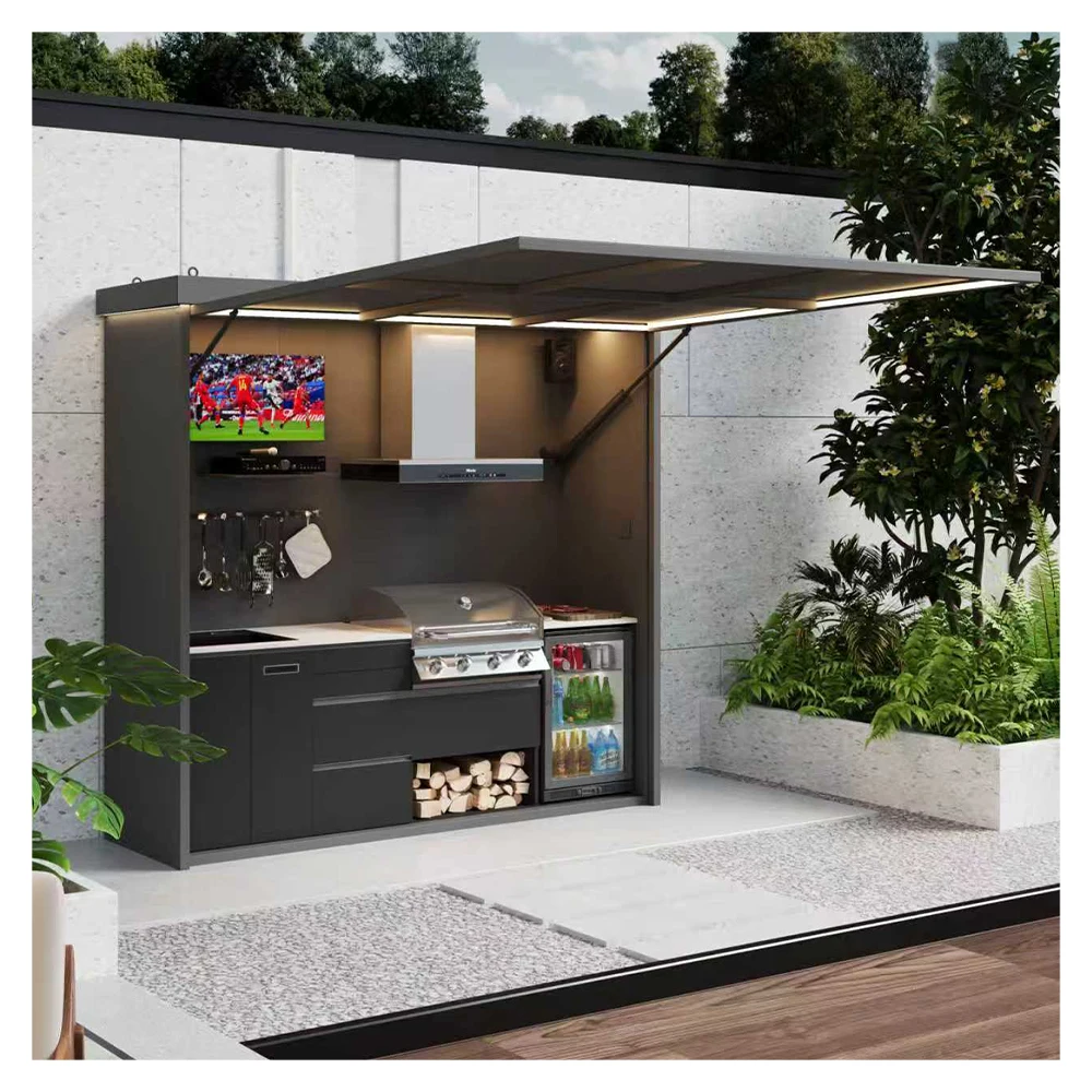 

Luxury Outdoor Kitchen Pods Premium BBQ Grill Station Stainless Steel Waterproof Garden Cooking Island Modern Customized