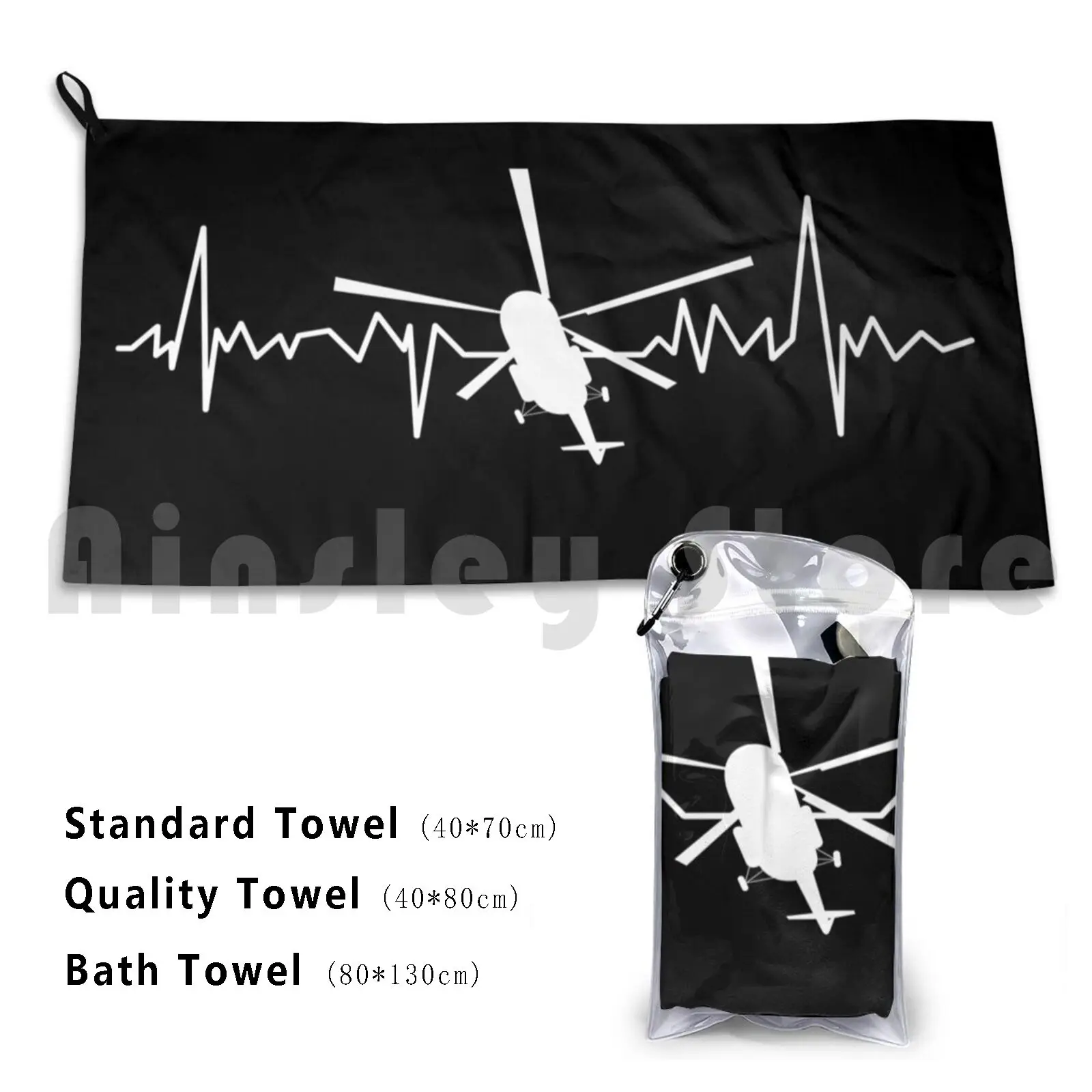 Helicopter Pilot Heartbeat Beach Towel Quick Dry Quality Towel Helicopter Aviation Fly Flying Flight Airport Travel
