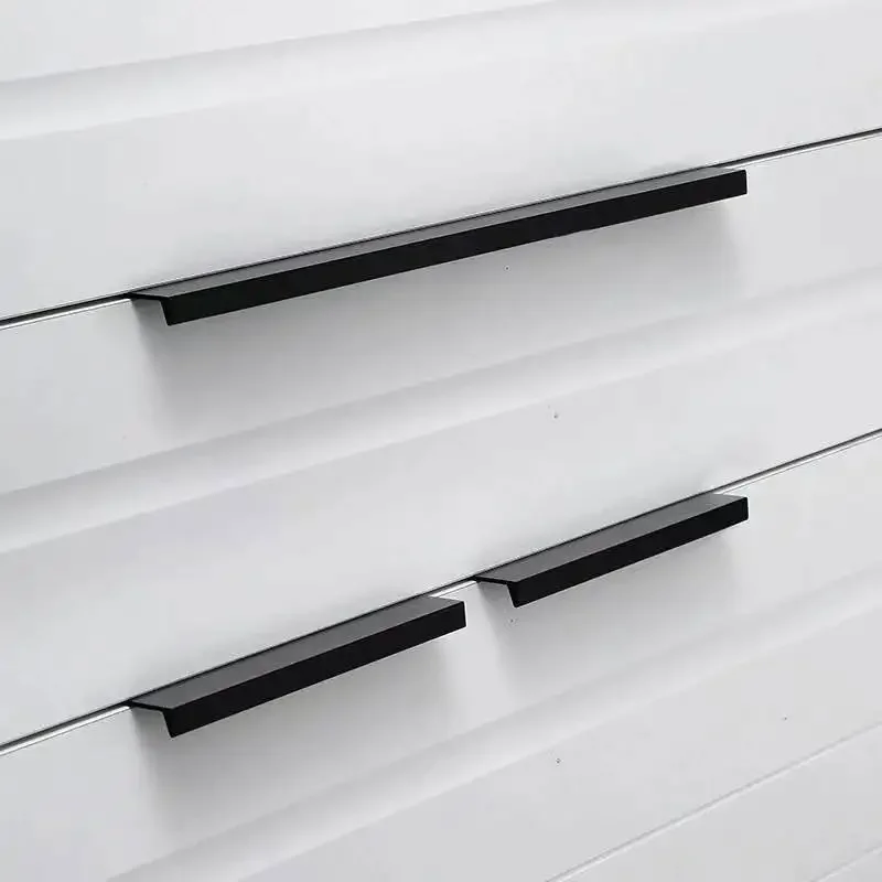 Cabinet Pulls Drawer HiddenBlack Silver Orange Gold Hidden Aluminium alloy Handles Steel Kitchen Cupboard Furniture Hardware