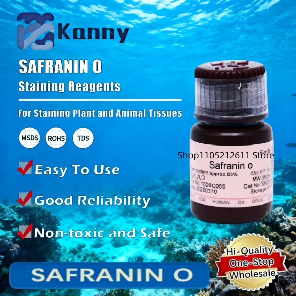 Reactivo de tinción SAFRANIN O para aplicaciones microscópicas, utilizado para tinción biológica y cronógica, producto original