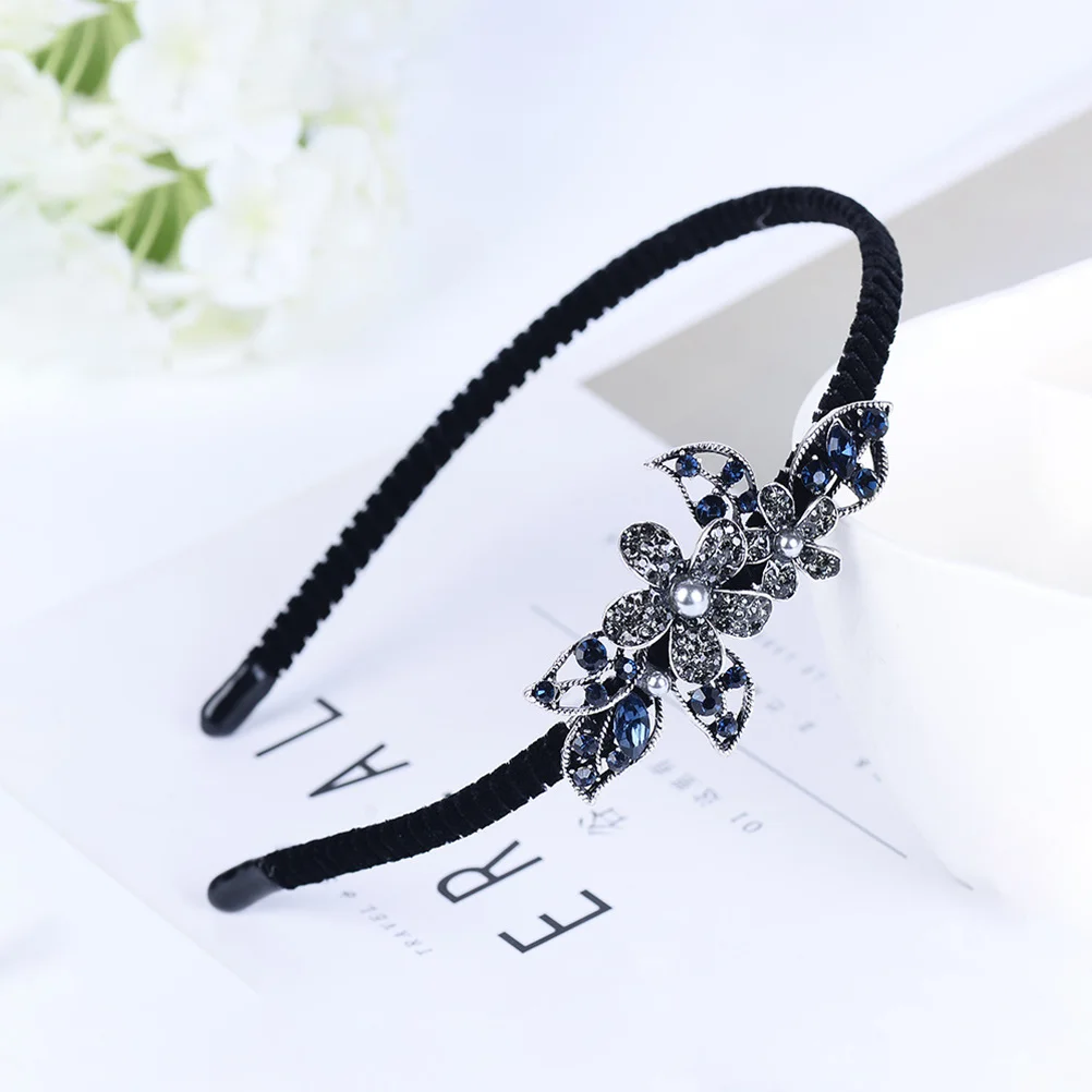 

Rhinestone Flower Headband Women Elegant Vintage Hair Accessories Bridal Wedding Party Prom Headpiece Fashion Jewelry