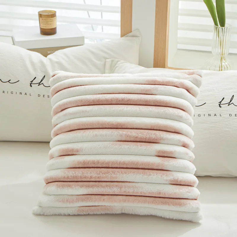 

Fur Rabbit Soft Warm Pillow Case Tie-Dye Plush Cushion Cover For Home Decor Sofa