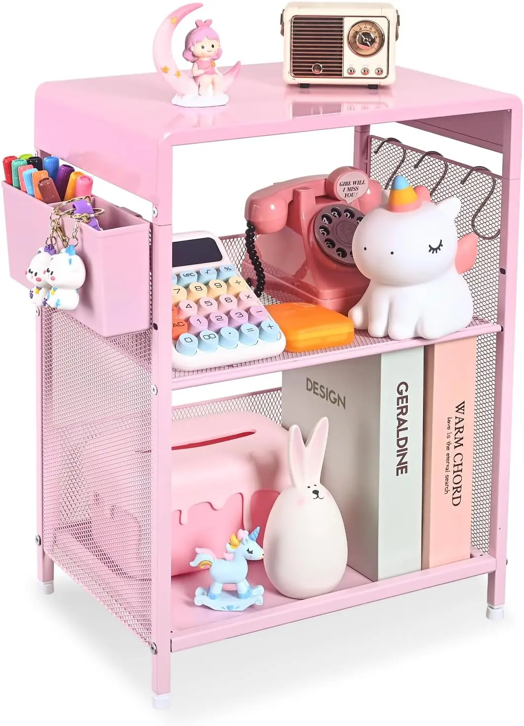 

For Bedroom, End Table With Hooks And Holder, Toddler Bedside Table For Girls, Desk Organ