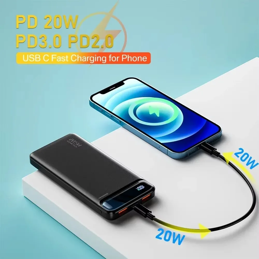 10000mAh Power Bank 22.5W Portable Charger Auxiliary Battery Pover Bank Super Fast Charging Powerbank for iPhone Samsung Xiaomi