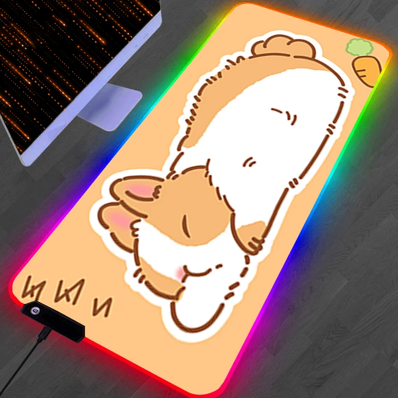 

RGB LED Mouse Pad PC Accessories Mousepad Laptop Non Slip Extended Pad Rubber HD Keyboard Pad Gaming Cute Cartoon Cat Desk Mat