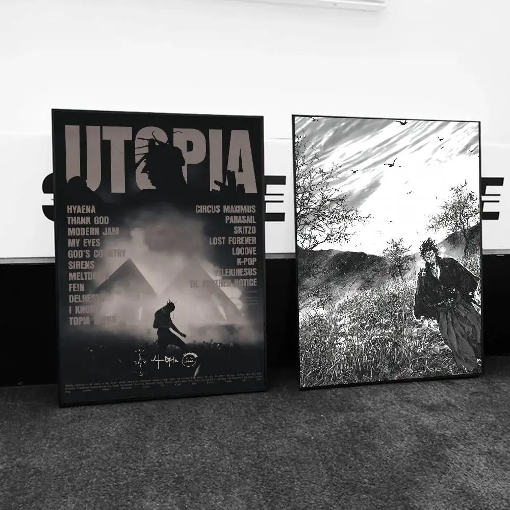 Manga Miyamoto Musashi Vagabond Anime Poster Self-adhesive Art Waterproof Paper Sticker Coffee House Bar Room Wall Decor