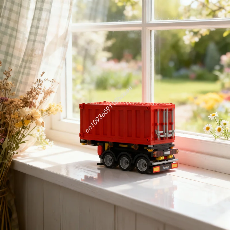 

234 детали MOC City Cargo, модель полуприцепа-контейнеровоза с 3 осями, конструктор, развивающая игрушка, рождественский подарок для детей