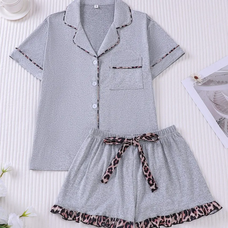 Casual Women‘s Soft Cotton Pajama Set, Short Sleeve & Shorts Relaxed Fit, Breathable Lightweight Versatile Summer Home Loungewea