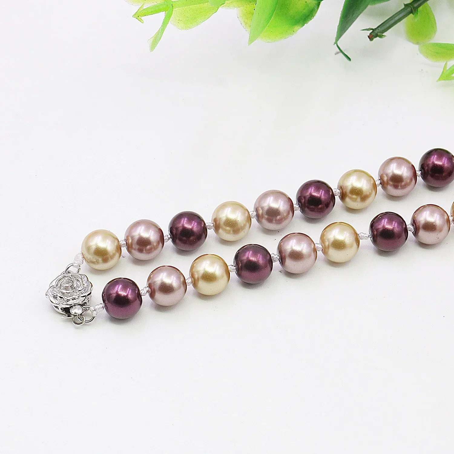 8mm Purple/Brown/Yellow 3 Color Shell Pearl/Stud Earrings Necklace Set, Classic Clasp,Women\'s Jewelry Making/design,Party Gifts