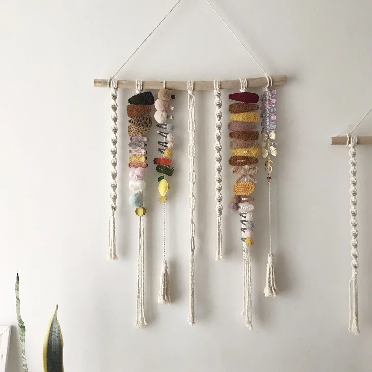 Bohemian Woven Wall Tapestry Hair Accessory Storage Belt Decorative Wall Hanging Headwear Hair Clip Organizer Nordic DIY