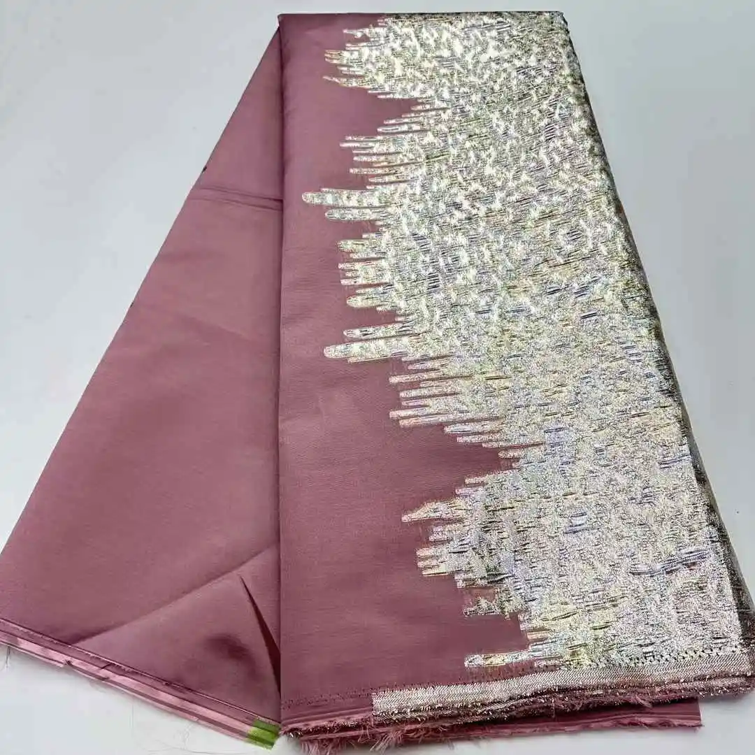 

Popular Design African Jacquard Lace Fabric Gilded French Lace Fabric Nigerian Brocade Lace Fabric For Wedding Party Dress