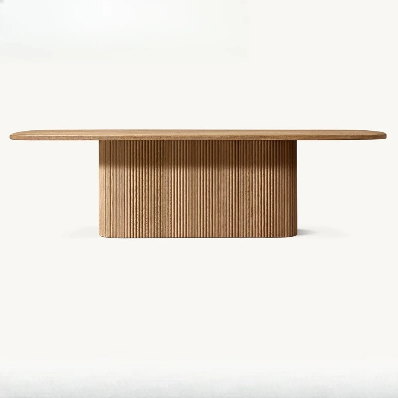 

French country retro log color solid wood rectangular eating table western dining table hotel bed and breakfast