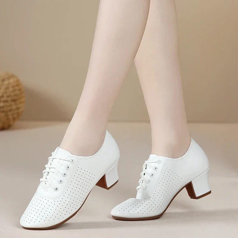 Outsole Jazz Ballroom Dancing Sneakers Leather Dance Shoes for Woman Ladies Modern Soft BreathLightweight Sandalias De Mujer