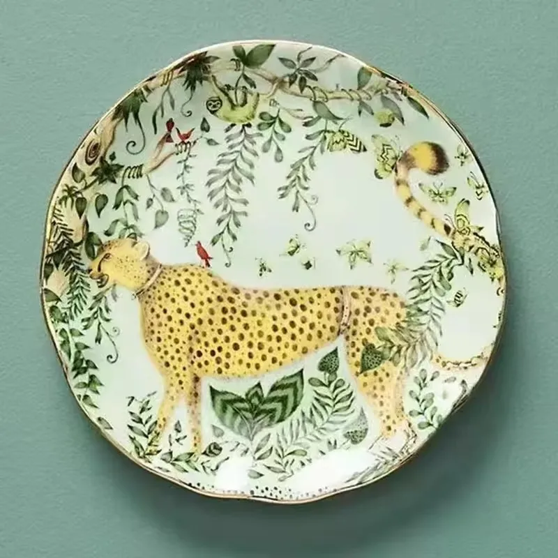 American Jungle Style Ceramic Plate Creative Animal Colour Glaze Craft Western Steak Dinner Plates Dessert Dishes Tableware Dish