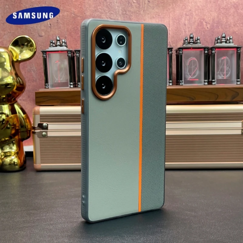 Luxuriöses Leder für MagSafe Magnetische Hülle Samsung Galaxy S25 S26 S24 S23 Ultra Plus Kabelloses Laden Legierung Objektiv Stoßfeste Abdeckung
