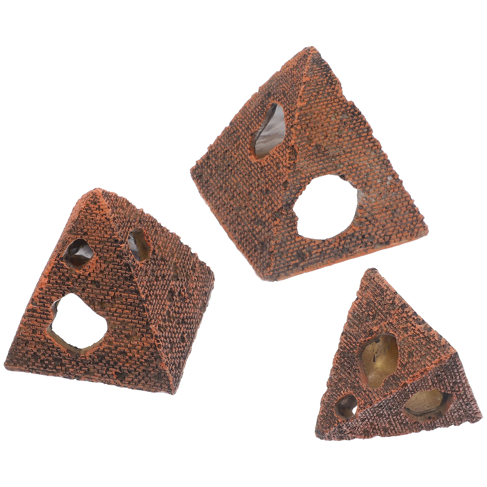 

3 Pcs Aquarium Tank Fish Hideout Ornament Decorative Pyramid for Egyptian Ornaments Creative Resin Decorations