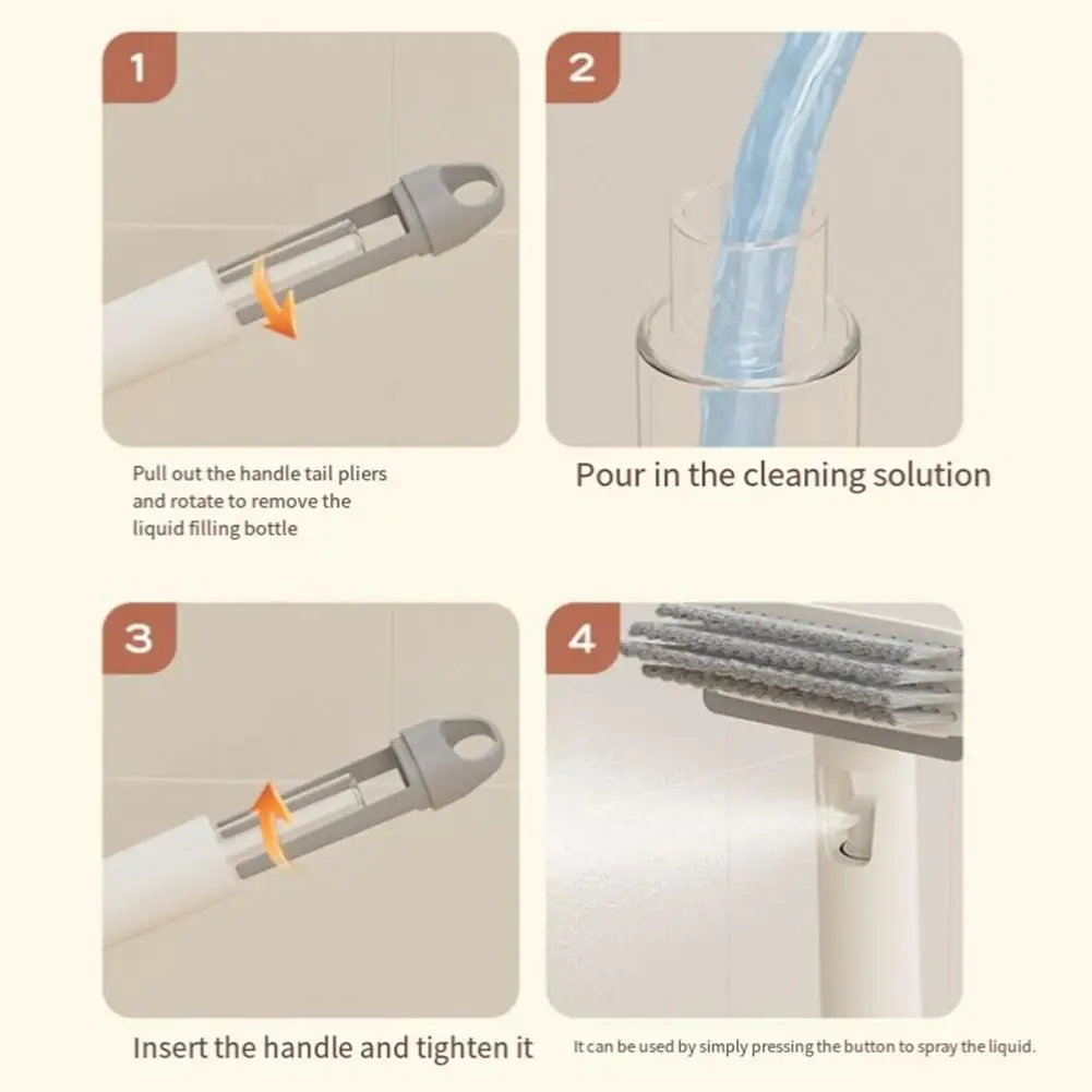 Tile Floor Seam Scrubber 3-in-1 Brush with Spray Function V-shaped Bristles 360 Degree Rotating Brush Head for Effortless