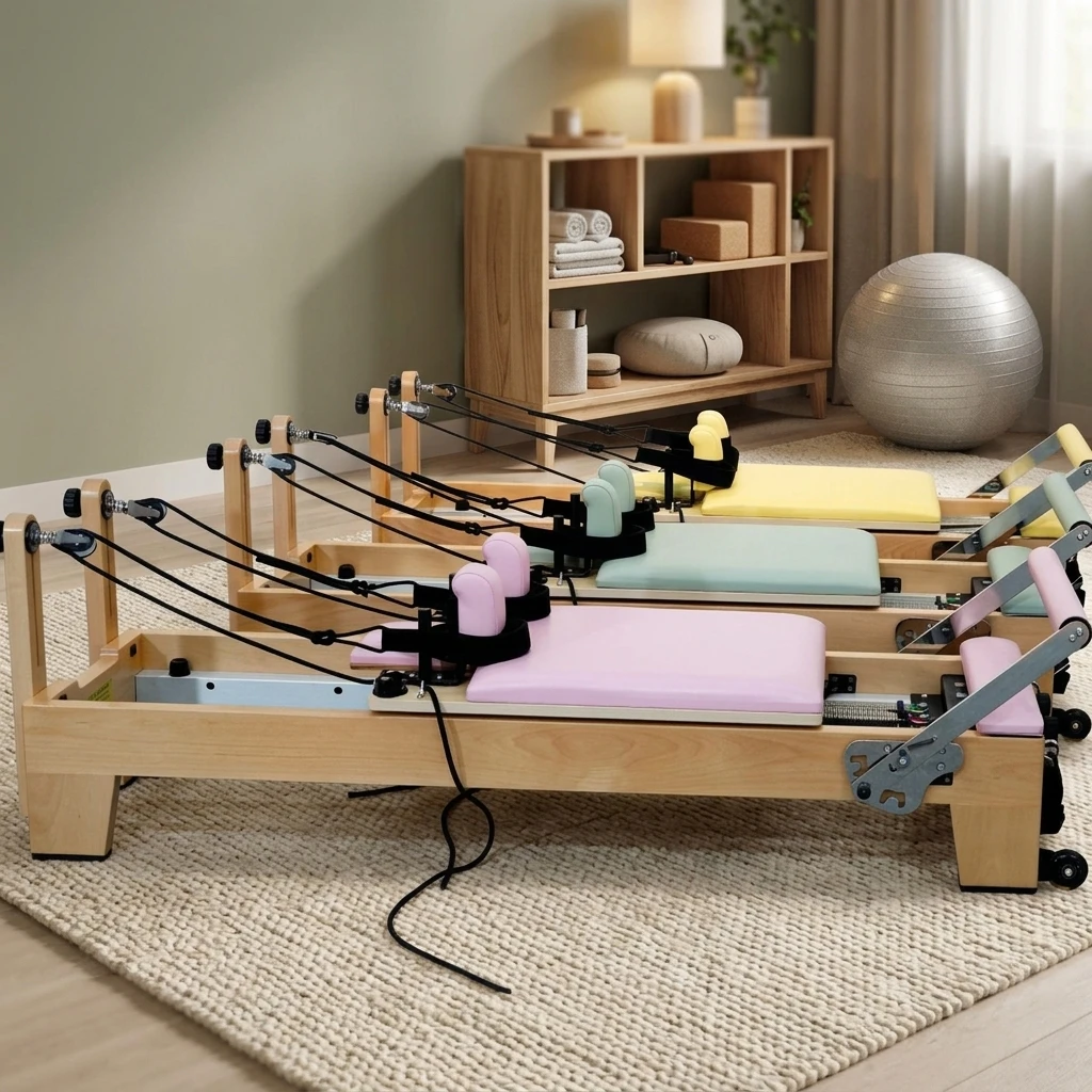 New Design Children Pilates Studio Reformer Machine Beech Wood Adjustable Junior Core Training Bed Fitness Workout Equipment