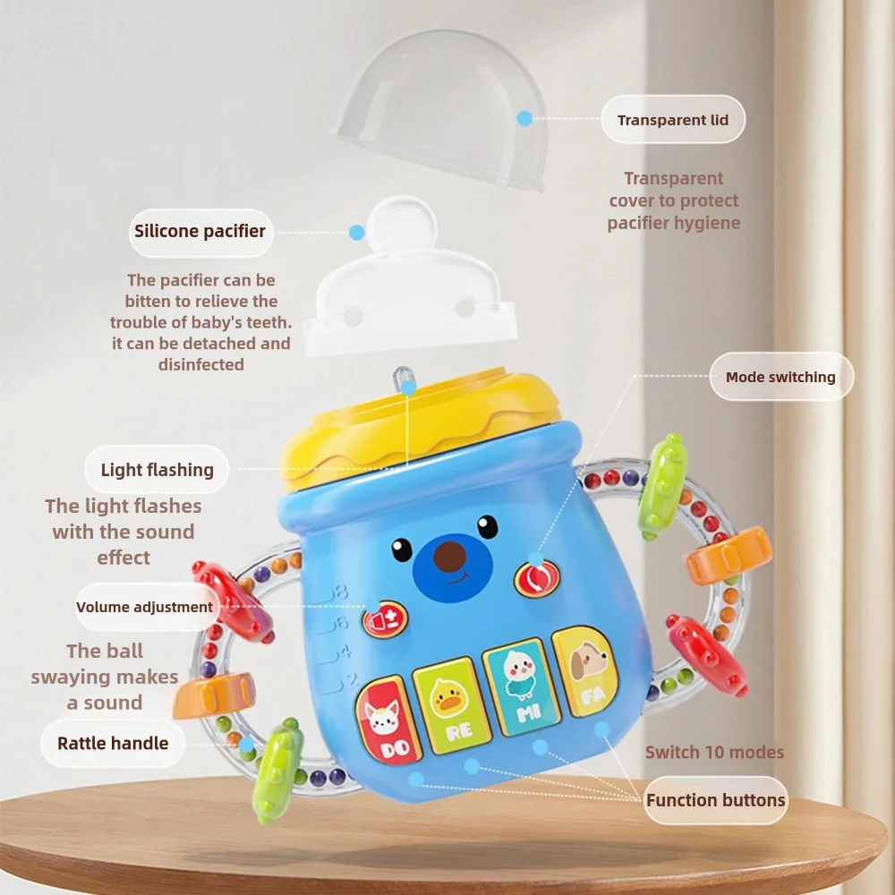 Bébé électrique apaisant bouteille histoire Machine 0-1 ans musique légère nouveau-né chinois début éducation Machine bébé jouet 0 à 1 an bébé apaisant bouteille poignée peut mâcher dentition 3-6 mois éducation précoce hochet 8