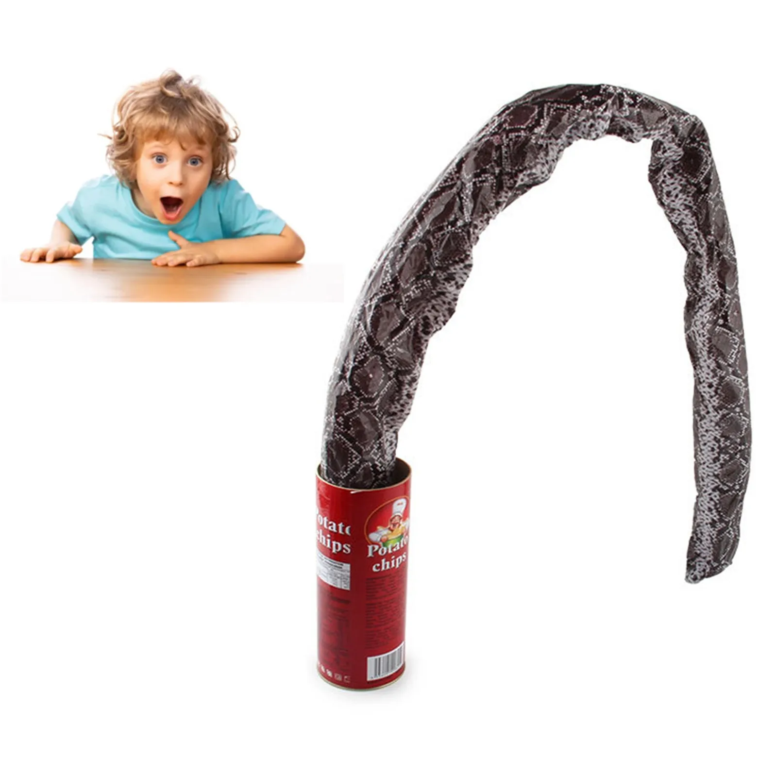 The Potato Chip Snake Stage Magic Tricks Snake Toy April Fool Day Halloween Party Jokes in A Can Gag Gift Scary Fries Fun Toys