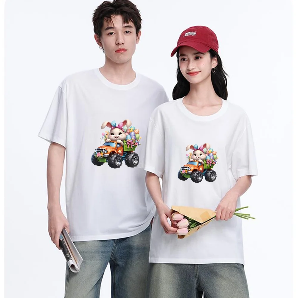 Easter Bunny Monster Truck Printed T Shirt Breathable Fabric S-XXL Personalized Custom Casual Short Sleeve Tee Aesthetic Graphic