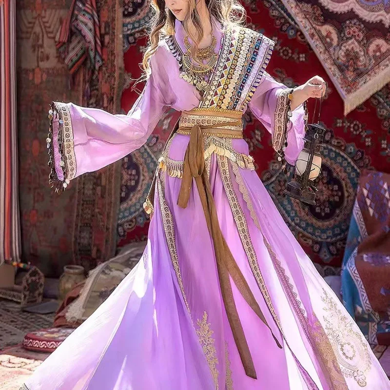 Loulan princess purple exotic ethnic wind heavy embroidery phoenix photo national costume