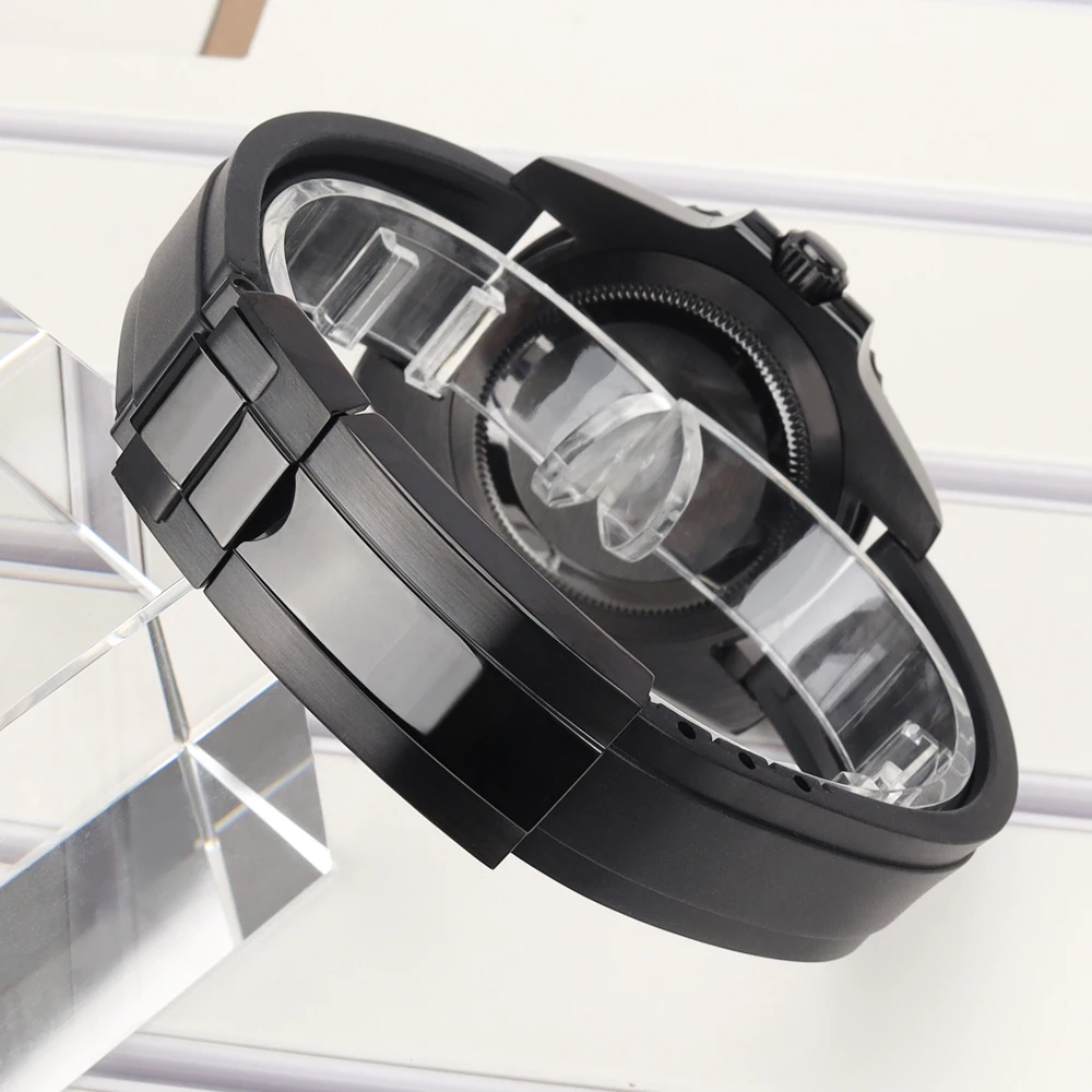 40mm 20ATM Uhrengehäuse Schwarzes Kautschukarmband Saphirglas Für SUB GET YACHT NH35 NH36 NH34 4R 7S26 Miyota8215 ETA2824 Uhrengehäuse Umbau – Detail 9
