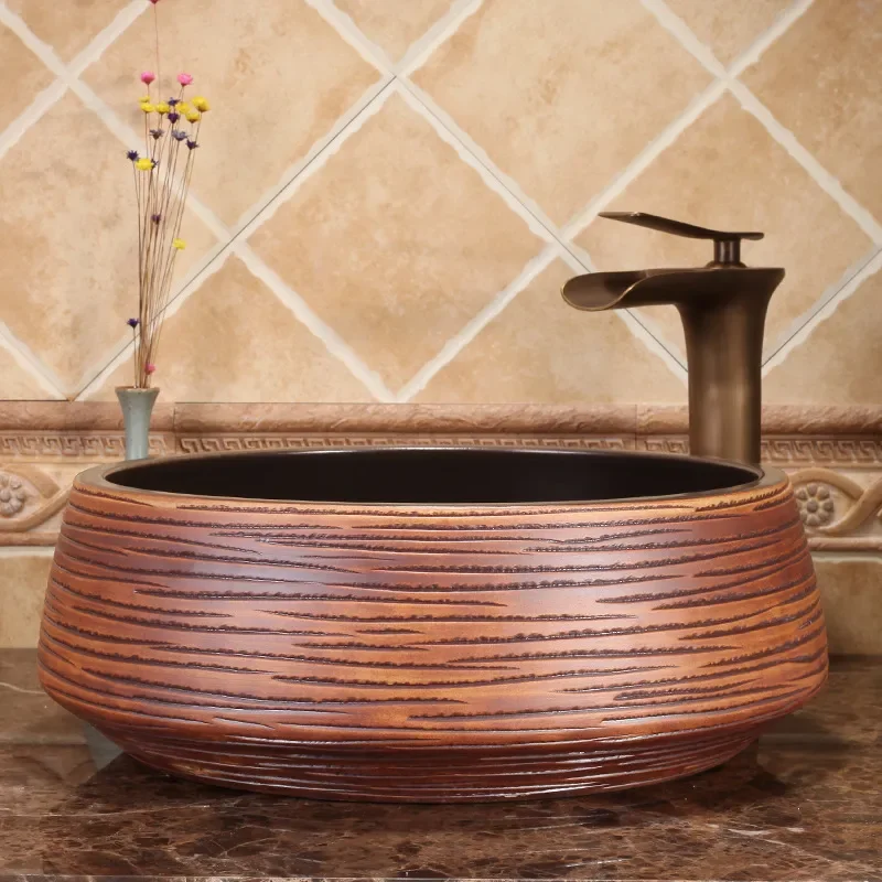 for Jingdezhen Ceramic Table Basin Anti-splashing Retro Washbasin Single Basin Ceramic Art Sink for Toilet Bathroom