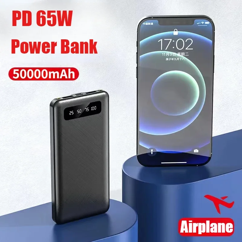 Newest Portable Power Bank Fast Charging 50000mAh Large Capacity External Battery Charger Cases for iPhone Samsung Huawei Xiaomi