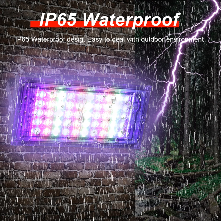 Luz de inundación RGB para exteriores, reflector de 100W, 200W, 300W, IP65, impermeable, LED, CA 220V, con Control remoto y enchufe europeo